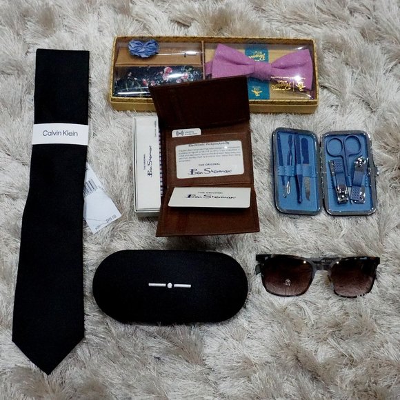 Birthday gift box for men : Tie, Sunglasses, Nail Clippers, Bow Tie, Wallet